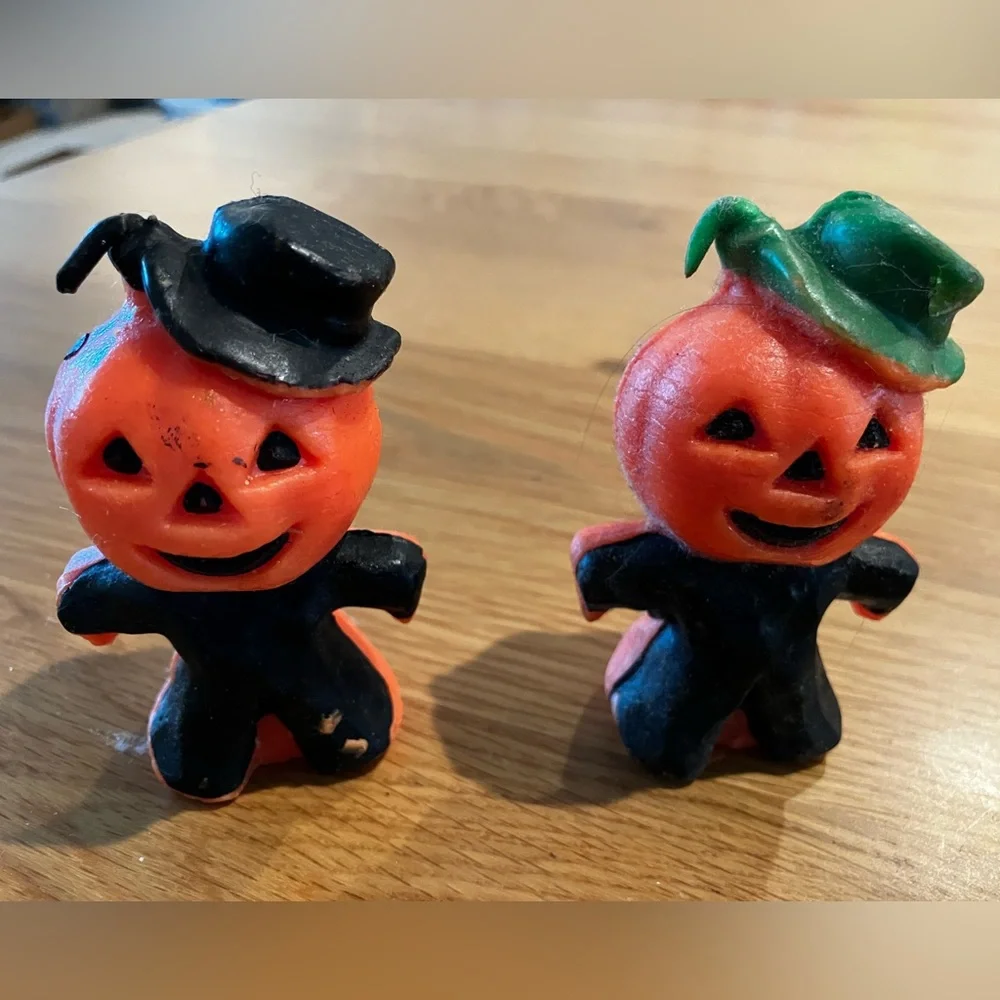 Vintage Halloween Pumpkin Figurine Candles - Picture 1 of 8